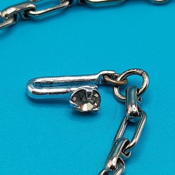 Vintage Japan Silver Tone Choker Necklace, Spiraling Dangles, 1950s Jewelry - Picture 10 of 11